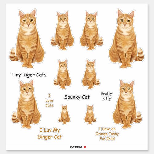 Orange Tabby Cat Lg Sticker Set
