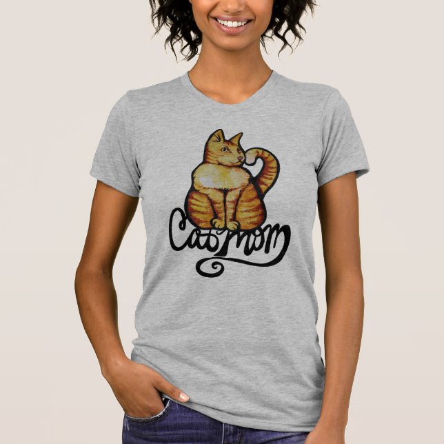 Orange Tabby Cat Mom Kitty Cat Artwork             T-Shirt (Front)