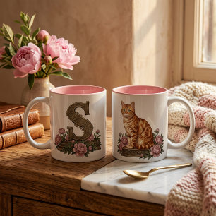 Orange Tabby Cat Monogram Mug