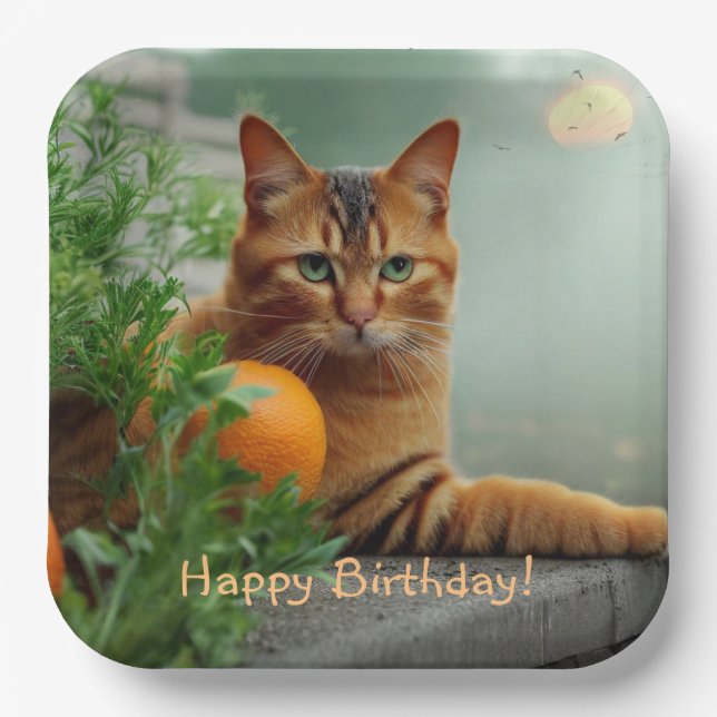 Orange Tabby Cat  Paper Plates (Front)