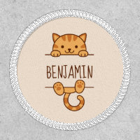 Orange Tabby Cat Peeking behind Custom Name 2