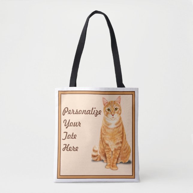 Orange Tabby Cat Personalized Tote Bag (Front)