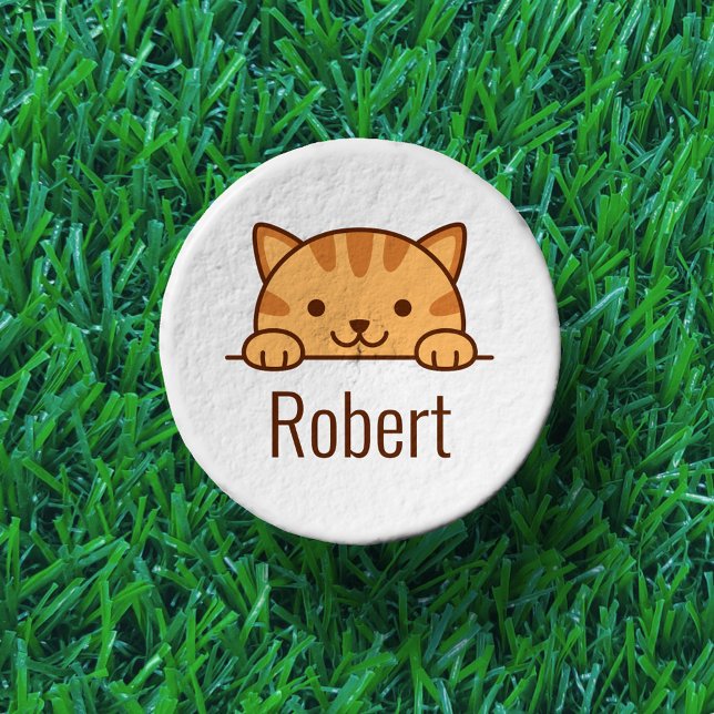 Orange Tabby Cat Pet Custom Name Golf Tees (Creator Uploaded)