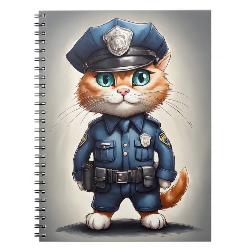 Orange Tabby Cat Police Cop Spiral Photo Notebook