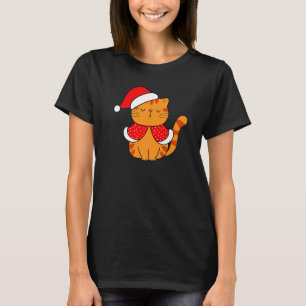 Orange Tabby Cat Santa Hat Christmas Cat Bah humb T-Shirt