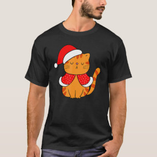 Orange Tabby Cat Santa Hat Christmas Cat  Bah humb T-Shirt