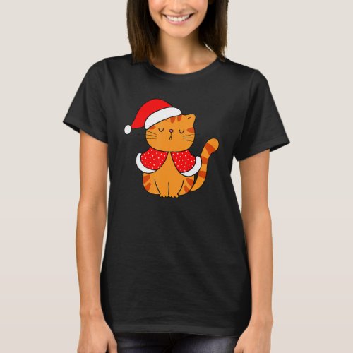 Orange Tabby Cat Santa Hat Christmas Cat  Bah humb T_Shirt