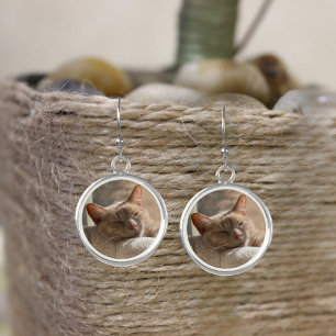 Orange Tabby Cat Sleeping in the Sun Earrings