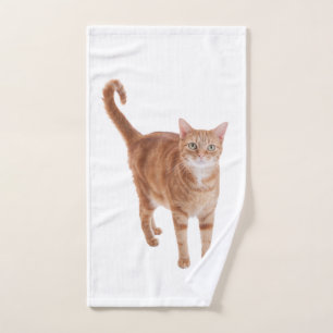 Orange Tabby Cat Standing Hand Towel