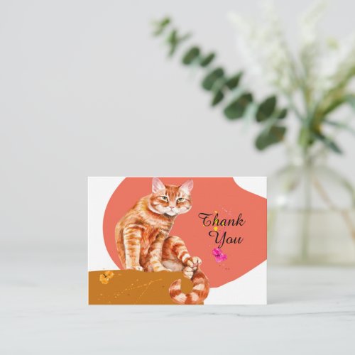 Orange Tabby Cat Thank You Cat Note Card