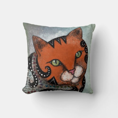 Orange Tabby Cat Throw Pillow