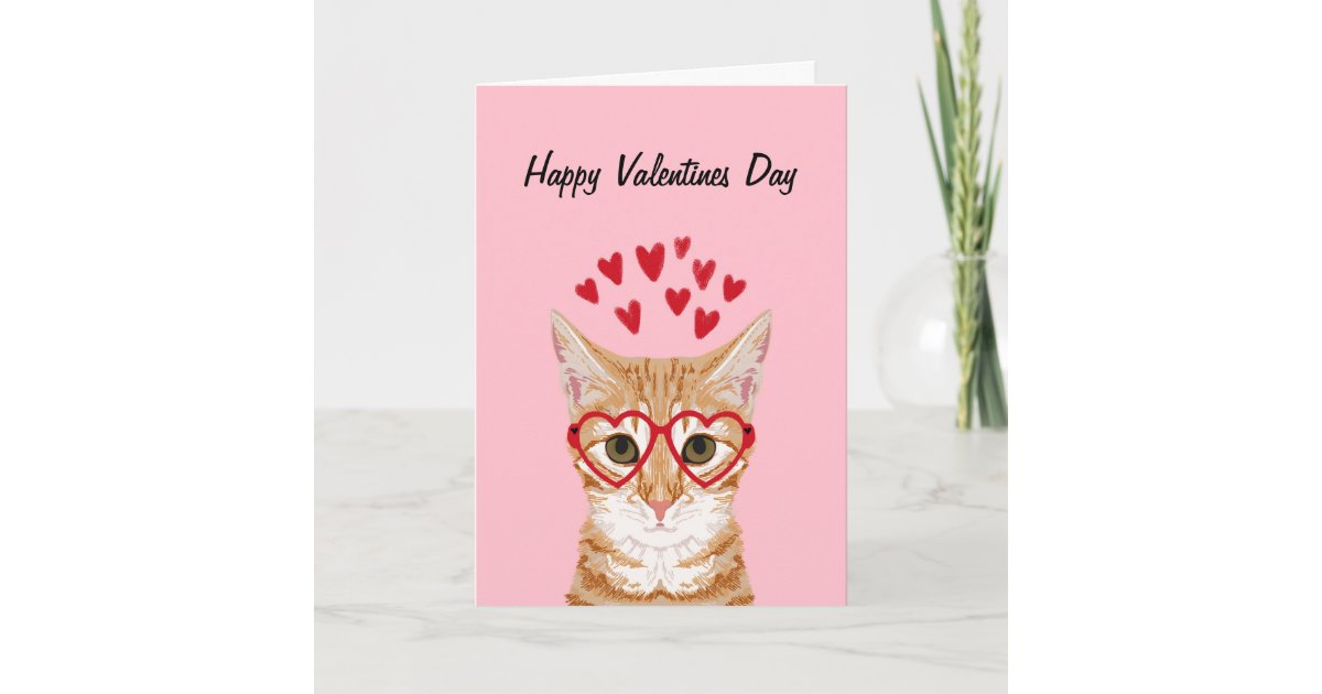 Orange Cat Valentines Day Card Printable
