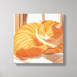 Orange Tabby Cat Watercolor Painting Canvas Print