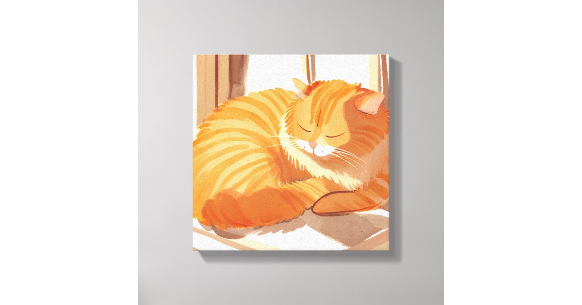 Orange Tabby Cat Watercolor Painting Canvas Print Zazzle