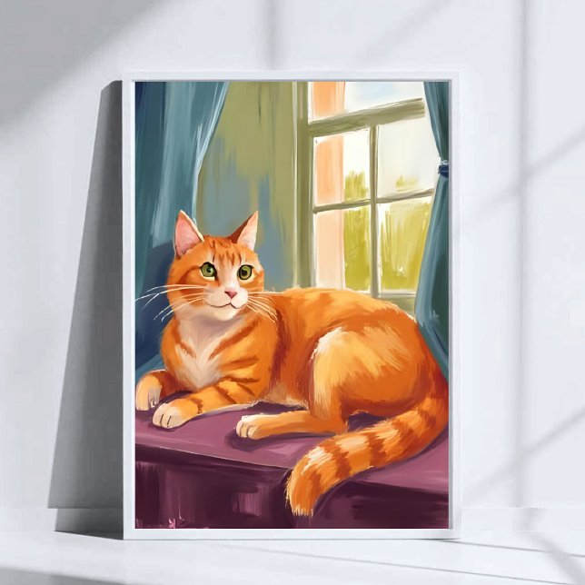 Orange Tabby Cat Watercolor Pet Painting Poster (Creator Uploaded)