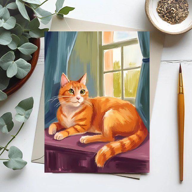 Orange Tabby Cat Watercolor Pet Postcard (Creator Uploaded)