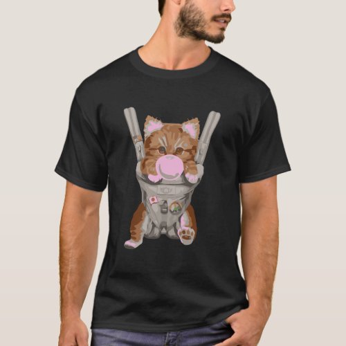 Orange Tabby Cat With Bubble Gum In Baby Carrier T_Shirt
