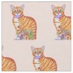 Orange Tabby Cat with Dancing Mice Fabric