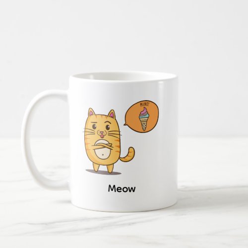 Orange Tabby Cat with Ice Cream Coffee Mug