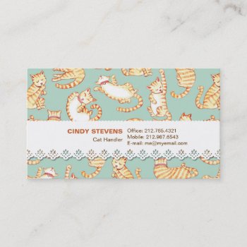 Orange Tabby Cats Illustrated Pattern Business Card by funkypatterns at Zazzle