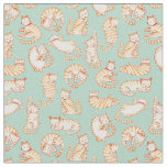 Orange Tabby Cats Illustrated Pattern Fabric