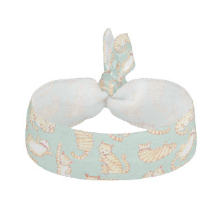 Orange Tabby Cats Illustrated Pattern Hair Tie