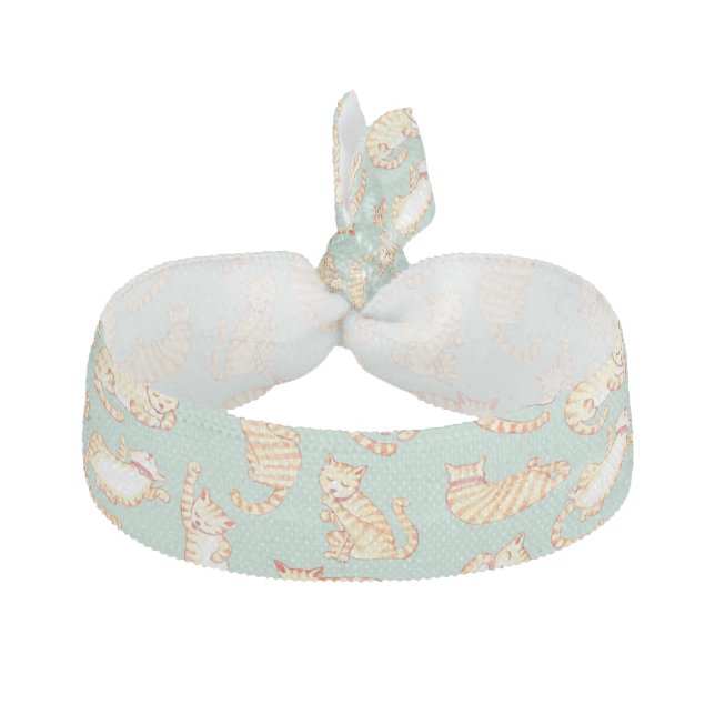 Orange Tabby Cats Illustrated Pattern Hair Tie (Front)