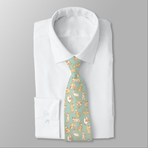 Orange Tabby Cats Illustrated Pattern Tie