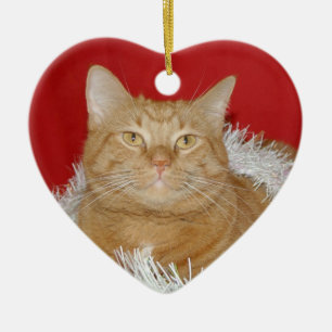 Orange tabby Christmas Ceramic Ornament
