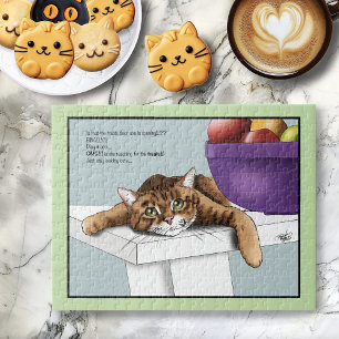 Orange Tabby Cute Treats Jigsaw Puzzle