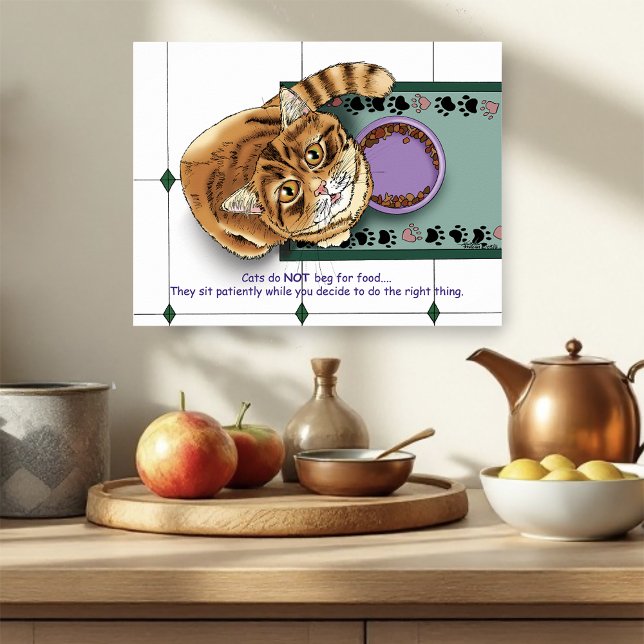Orange Tabby Food Bowl Kitchen Poster (Creator Uploaded)