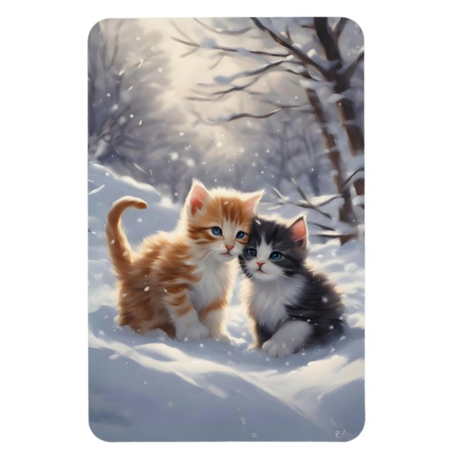 Orange Tabby Gray and White Cats Refrigerator  Magnet (Vertical)