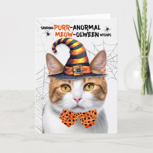 Orange Tabby Halloween Cat PURRanormal MEOWolween Holiday Card