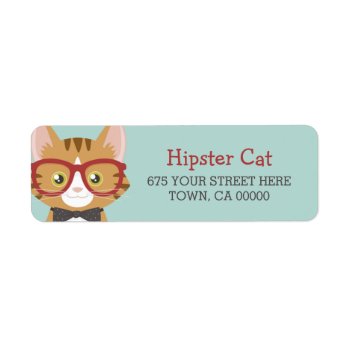 Orange Tabby Hipster Cat Kids Label by IckleCritters at Zazzle