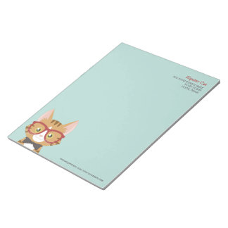 Orange Tabby Hipster Cat Kids Large Notepad