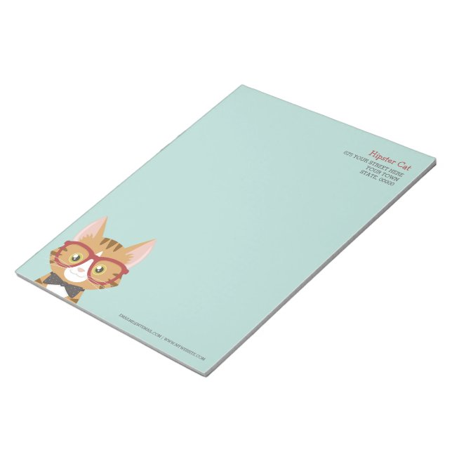 Orange Tabby Hipster Cat Kids Large Notepad (Angled)