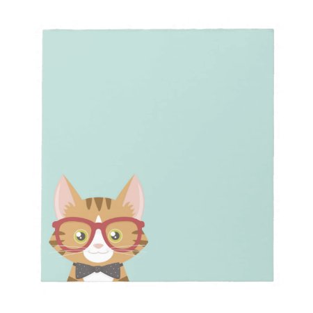 Orange Tabby Hipster Cat Kids Small Notepad