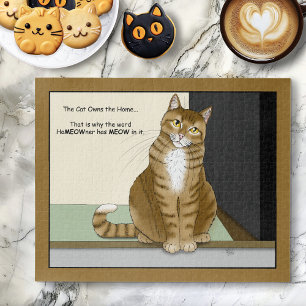 Orange Tabby Homeowner Funny Cat Jigsaw Puzzle
