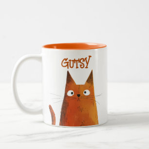 Orange Tabby Illustration Cat Name Two-Tone Coffee Mug