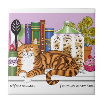 Orange Tabby Kitchen Counter Top Cat Tile by tigressdragon at Zazzle