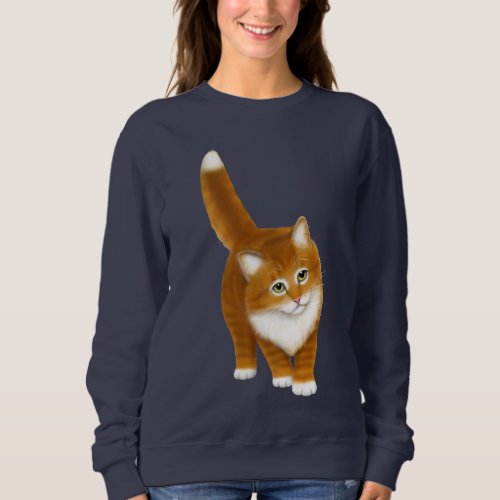 Orange Tabby Kitten Ladies Raglan Sweatshirt