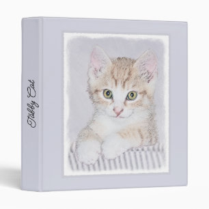 Orange Tabby Kitten Painting - Original Cat Art 3 Ring Binder