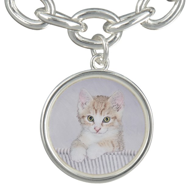 Orange Tabby Kitten Painting - Original Cat Art Bracelet (Design)