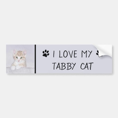 Orange Tabby Kitten Painting _ Original Cat Art Bumper Sticker