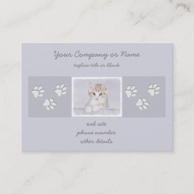 Orange Tabby Kitten Painting - Original Cat Art Business Card (Front)