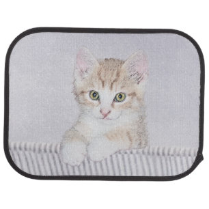 Orange Tabby Kitten Painting - Original Cat Art Car Floor Mat