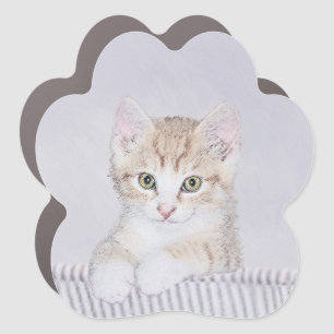 Orange Tabby Kitten Painting - Original Cat Art Car Magnet