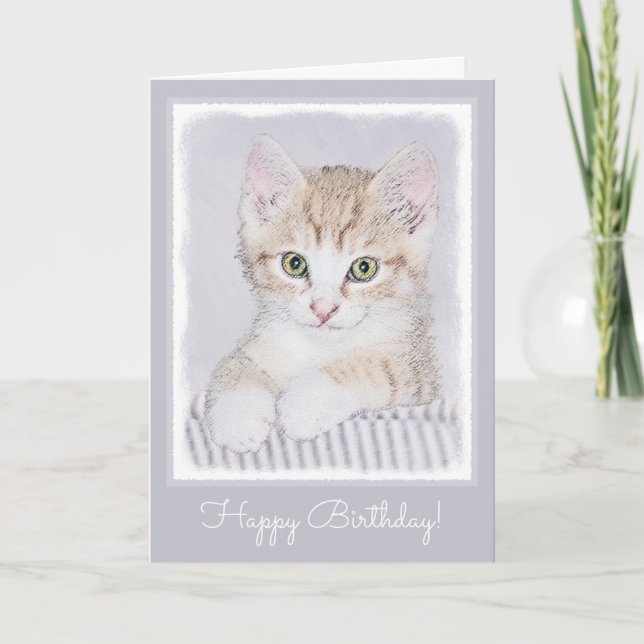 Orange Tabby Kitten Painting - Original Cat Art Card (Front)