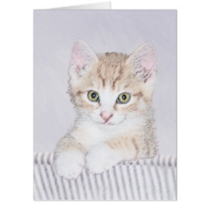 Orange Tabby Kitten Painting - Original Cat Art Card