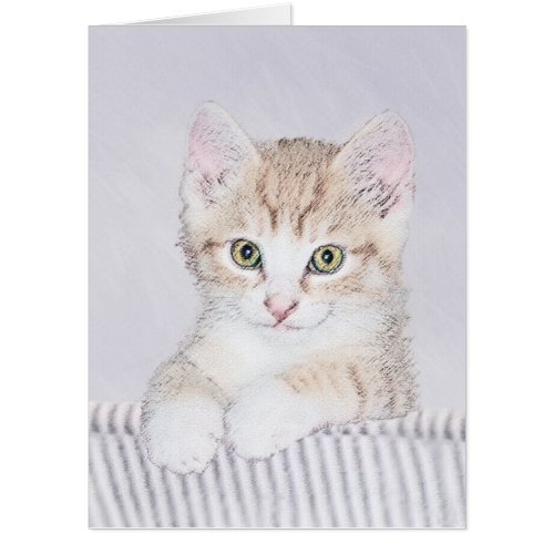 Orange Tabby Kitten Painting _ Original Cat Art Card